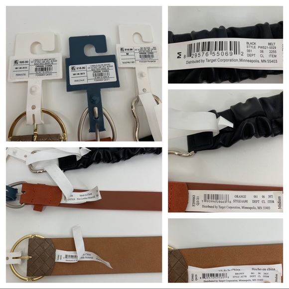 A New Day & Universal Thread Belts Bundle Set Of 3 Black Dark Orange Brown Nwt - Picture 14 of 15